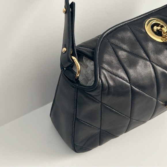 St. John Black Quilted Leather Shoulder Bag - Picture 5 of 15